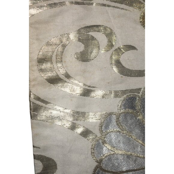 Vintage 50s 60s Gold Silver Metallic Floral Short Kimono Jacket Tokyo XL As Is - Picture 9 of 14